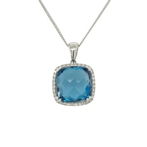 9ct White Gold Topaz Pendant