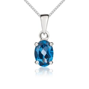 9ct White Gold Oval Topaz Pendant