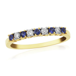 9 Carat Gold Sapphire & Diamond Half Eternity Ring