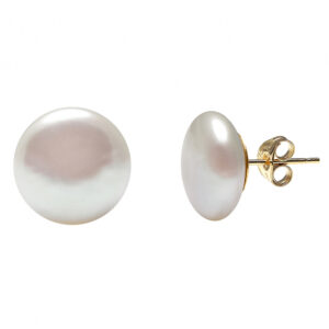 9 Carat Gold Coin Pearl Studs 13mm