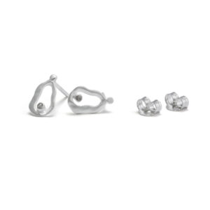 Banyan Silver Organic Diamond Stud Earrings