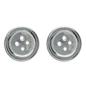 Silver Button Stud Earrings