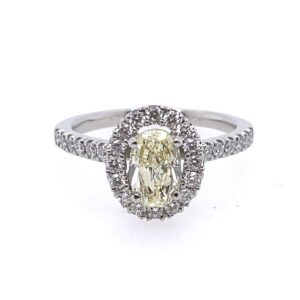 Platinum Yellow Diamond Halo Cluster Ring