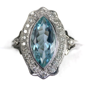 18 Carat White Gold Aquamarine & Diamond Ring