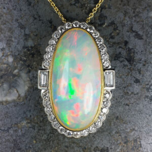 18 Carat Gold Opal & Diamond Pendant
