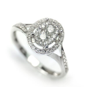 18 Carat White Gold Diamond Halo Ring
