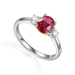 18ct White Gold Pink Tourmaline 3 Stone Ring
