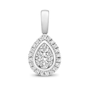 9 Carat White Gold Diamond Pear Cluster Pendant