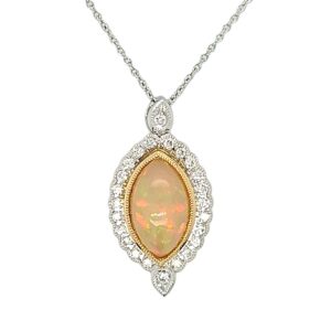 18 Carat white gold Opal and Diamond pendant