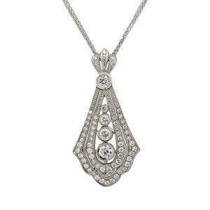 18 Carat white gold Vintage style Diamond pendant