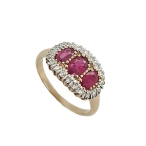 9ct Gold Ruby & Diamond Cluster Ring