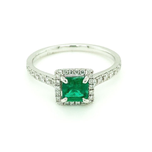 18 Carat white gold Emerald and Diamond ring