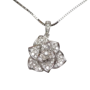 18 Carat white gold Diamond Rose pendant
