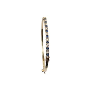 9 Carat gold Diamond and Sapphire bangle
