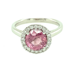 18ct White Gold Spinel & Diamond Halo Ring