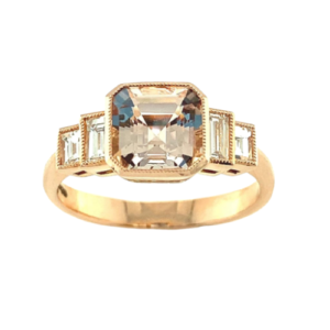 18ct Morganite & Diamond Ring