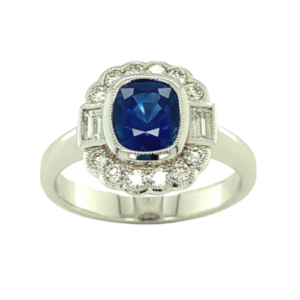 18ct White Gold Sapphire & Diamond Cluster Ring