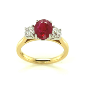 18ct Gold Ruby & Diamond Trilogy Ring