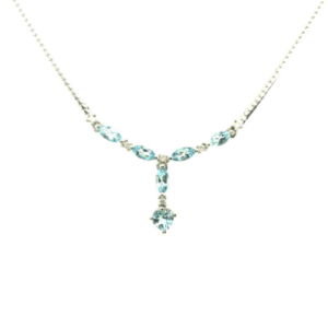 9ct White Gold Aquamarine & Diamond Pendant