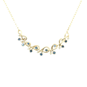 9ct Gold Sapphire & Diamond Necklace