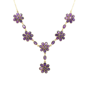 9ct Gold Amethyst Flower Pendant
