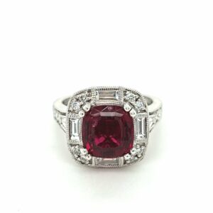 Platinum Tourmaline & Diamond Cluster Ring