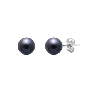 9 Carat White Gold Black Pearl Studs