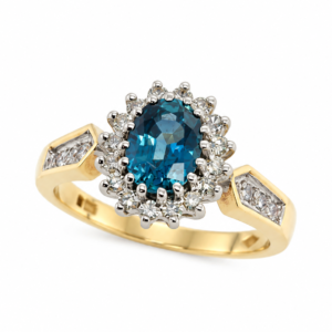 18ct white Gold Sapphire & Diamond Cluster Ring
