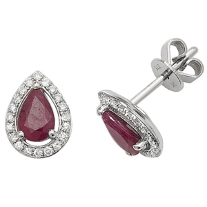9 Carat White Gold & Ruby & diamond Halo Studs