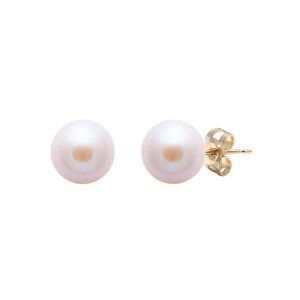 9 Carat Gold Pink Cultured River Pearl Studs 6.5mm