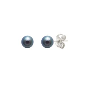 9 Carat White Gold Black pearl Studs