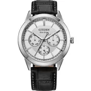 GENTS CITIZEN ECO-DRIVE ROLAN WATCH WITH A MATT BLACK LEATHER STRAP