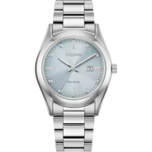 LADIES CITIZEN ECO-DRIVE DIAMOND SILVER TONE BRACELET WATCH