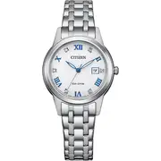 LADIES CITIZEN ECO-DRIVE SILVER TONE SILHOUETTE CRYSTAL BRACELET WATCH