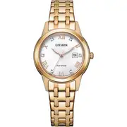 LADIES CITIZEN ECO-DRIVE GOLD TONE SILHOUETTE CRYSTAL BRACELET WATCH
