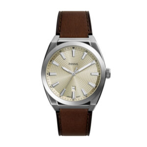 Gents Fossil Everett brown leather strap watch