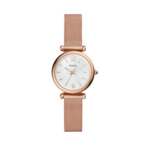 LADIES FOSSIL CARLIE MINI ROSE GOLD PLATED BRACELET WATCH
