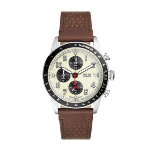GENTS FOSSIL SPORT TOURER CHRONOGRAPH BROWN LEATHER WATCH