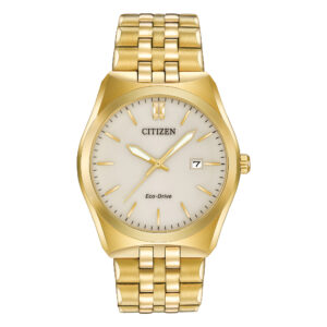 GENTS CITIZEN ECO-DRIVE GOLD TONE STAINLESS STEEL BRACELET WATCH