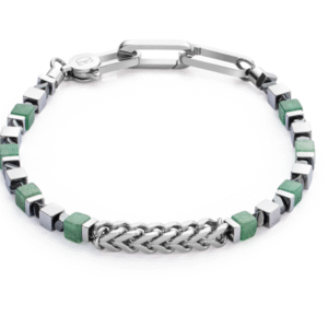 Bracelet Precious Cubes & Chain green-silver