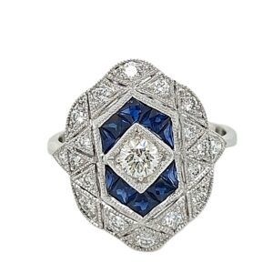 18 CARAT SAPPHIRE & DIAMOND ART DECO RING
