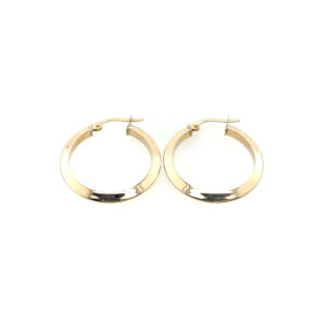 9ct Yellow 25mm Gold Bevelled Hoop Earrings