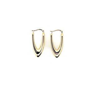 9ct Yellow Gold V Shape Hoop/Creole Earrings