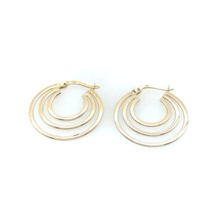 9ct Yellow Gold Triple Flat Hoop Earrings