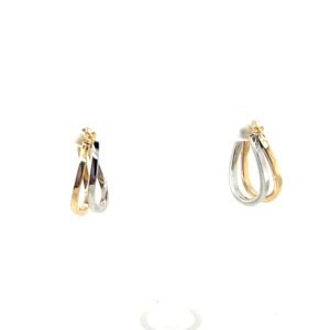 9ct White & Yellow Gold Double Wavy Hoop/Creole Earrings