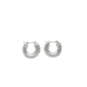 9ct White Gold Ribbed Hoop/Creole Earrings