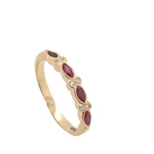 9CT YELLOW GOLD RUBY & DIAMOND RING