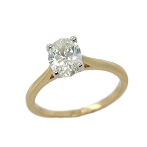 18CT  YELLOW GOLD OVAL LAB DIAMOND RING