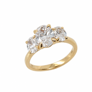9CT YELLOW GOLD LAB GROWN DIAMOND TRILOGY RING