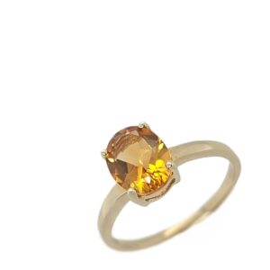 9CT YELLOW GOLD OVAL CITRINE SOLITAIRE RING